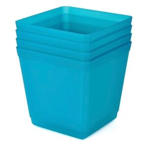 4pk NEW Teal Cube Utility Storage Bins 88oz. 6”x6”